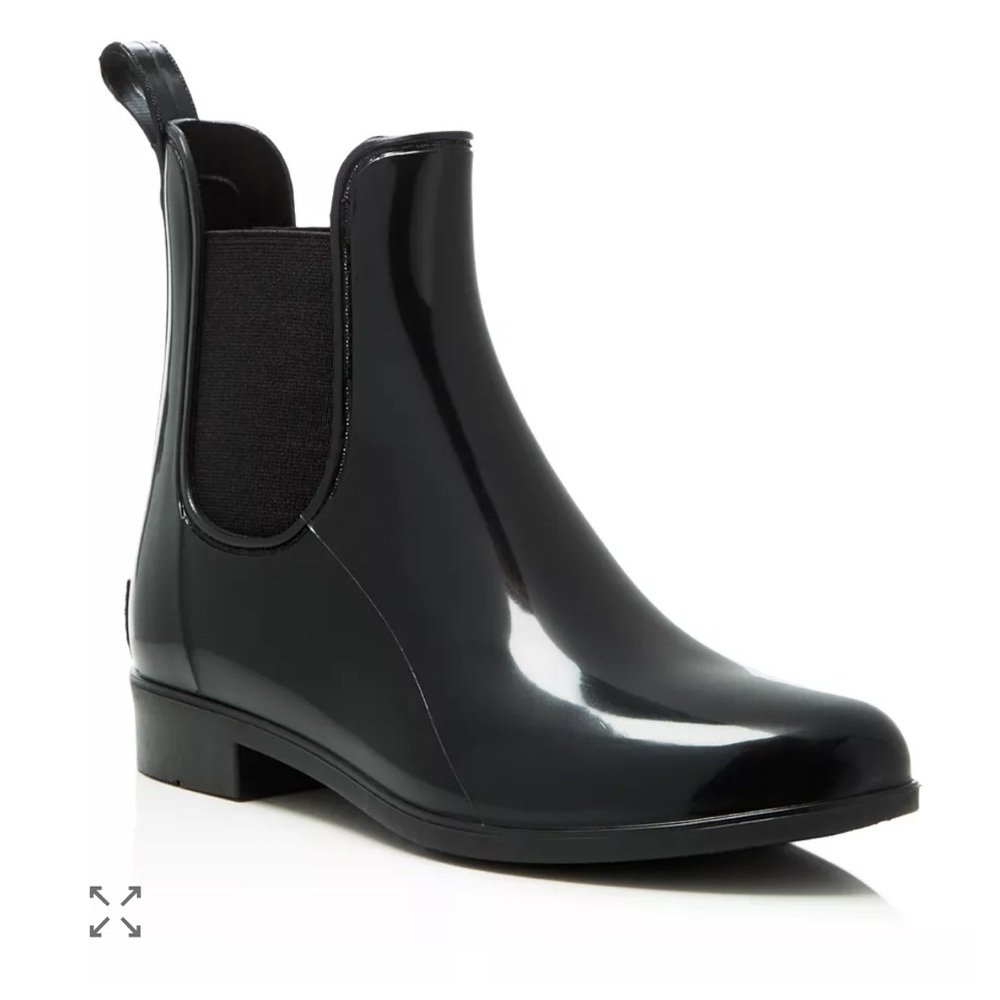 Sam Edelman Tinsley Black Gloss Chelsea Rain Boots Booties Pull On Size 10 - Picture 2 of 14